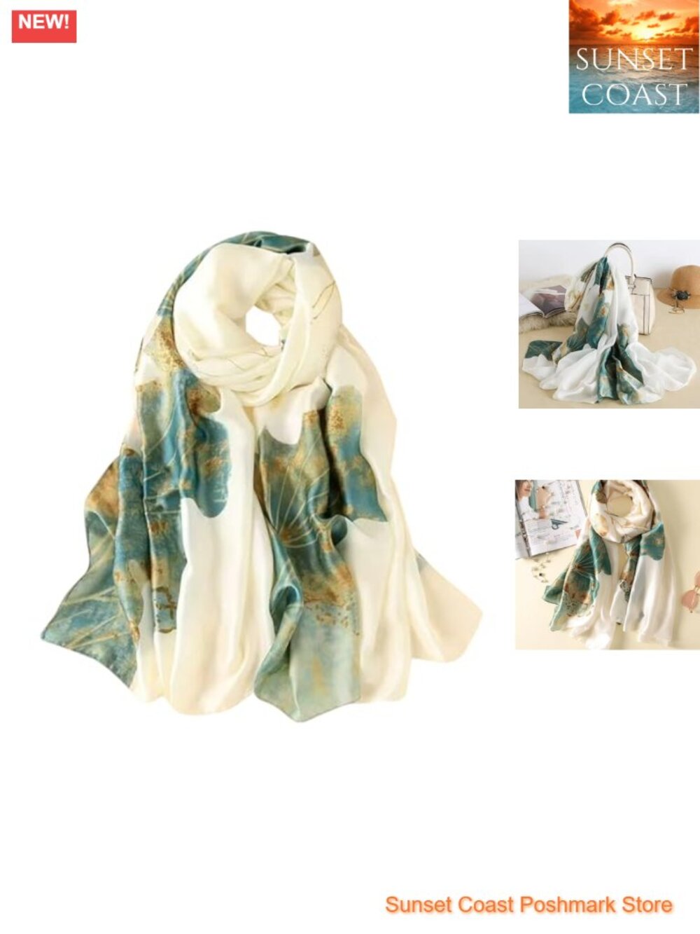 Elegant Silk Scarf Shawl Lightweight Floral Satin Scarf Silky Scarves Wraps